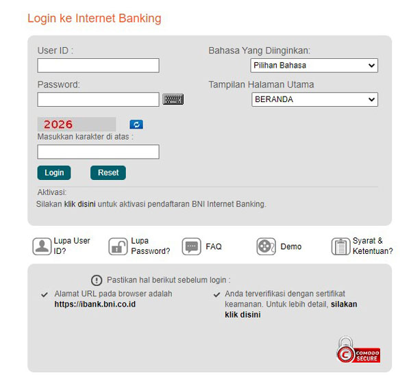 1. Silahkan buka website internet banking BNI pilih Internet Banking Personal