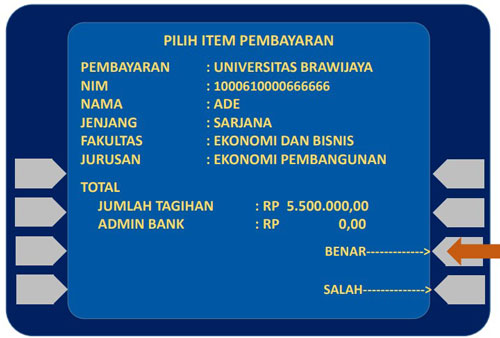 6. Muncul layar konfirmasi pembayaran dan klik Benar