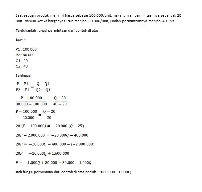 Soal Fungsi Penawaran