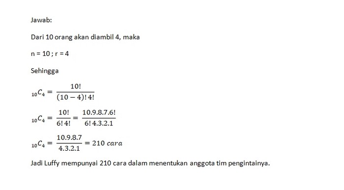 50 Contoh Soal Permutasi Dan Kombinasi Pembahasannya Pdf 2021