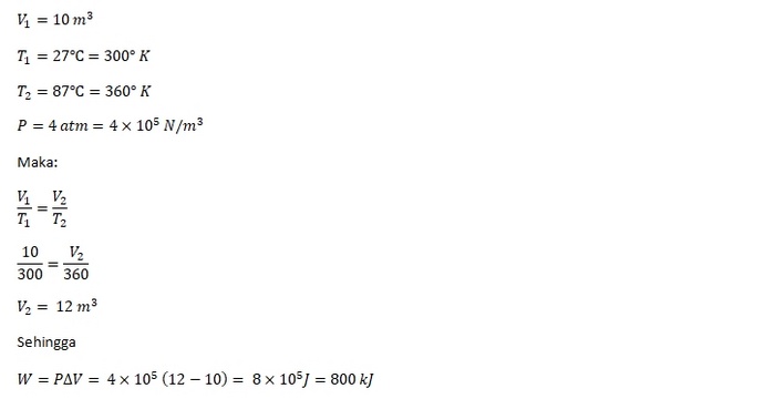 Jawaban Contoh Soal Termodinamika SMA 1