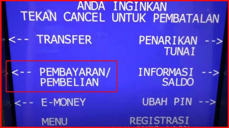 4.Pilih Menu Pembayaran