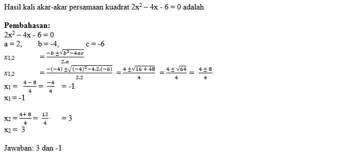 Contoh Soal Persamaan Kuadrat (3)