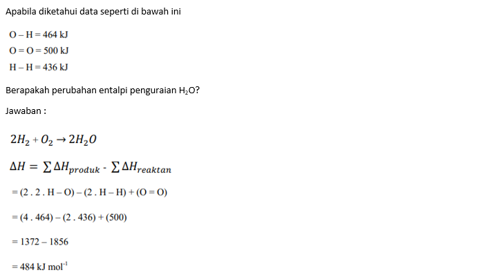 Soal Perubahan Entalpi (3) Energi Ikatan