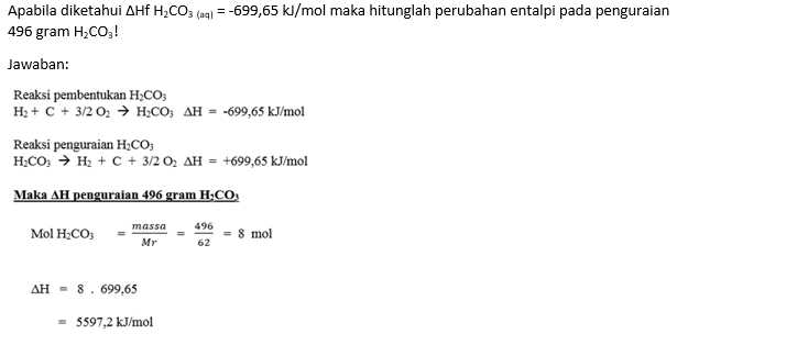 Soal Perubahan Entalpi (4) Penguraian