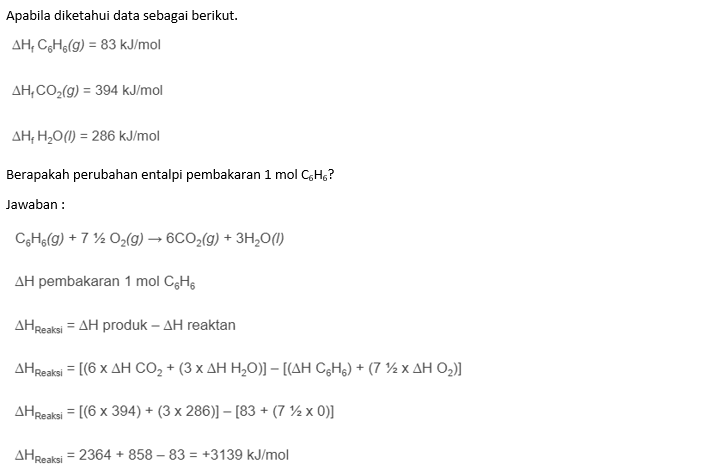 Soal Perubahan Entalpi (5) Pembakaran