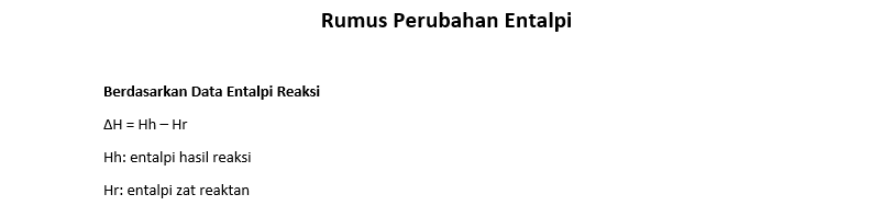 Rumus Perubahan Entalpi 1