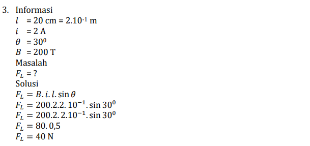 Jawaban Contoh Soal Gaya Lorentz 3