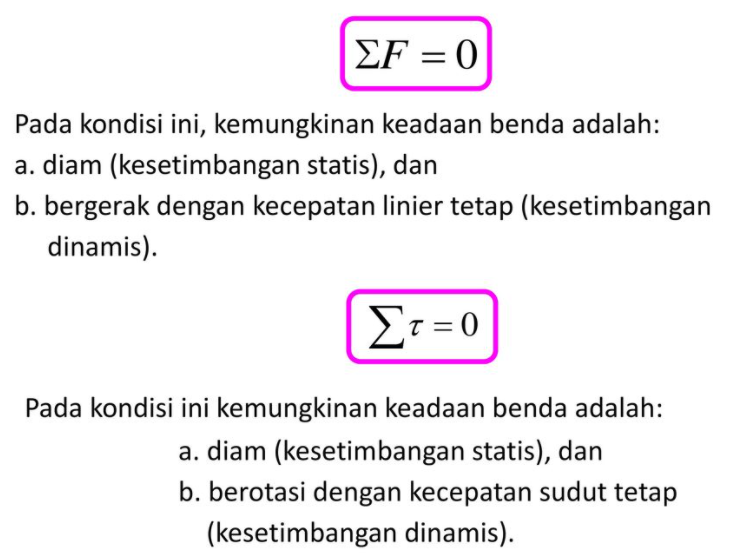 Syarat Kesetimbangan Benda Tegar