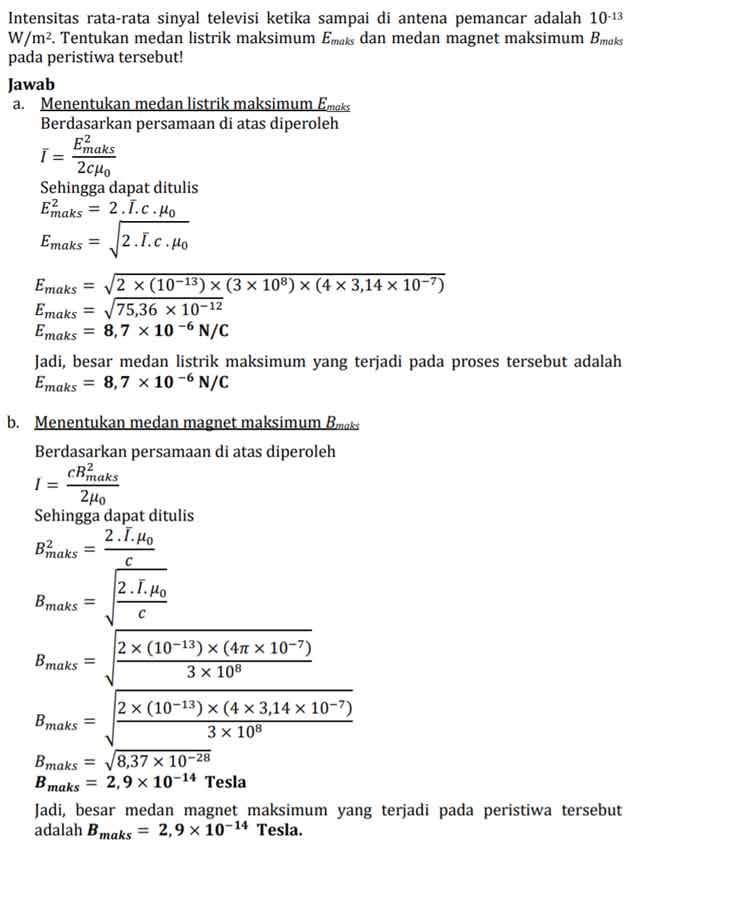 Contoh Soal Gelombang Elektromagnetik Kelas 12 & Pembahasan 1