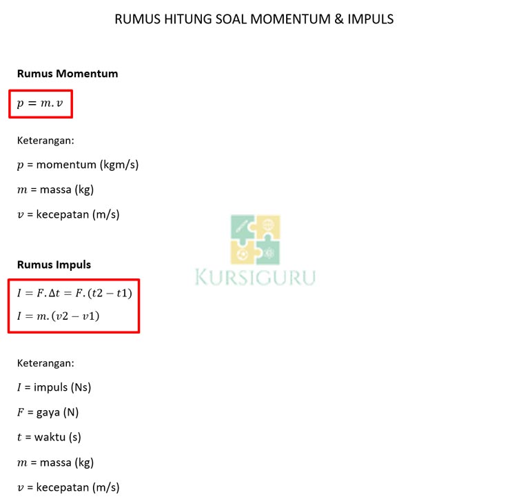 Rumus Hitung Soal Momentum dan Impuls