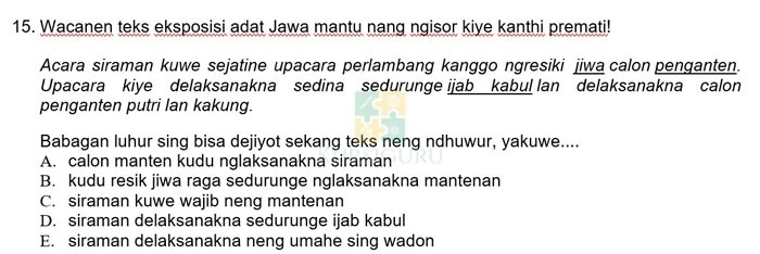 Contoh Soal US Bahasa Jawa 15