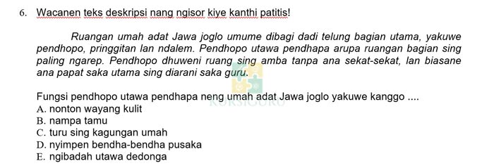 Contoh Soal Ujian Sekolah Bahasa Jawa 6