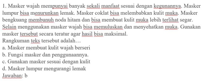 Contoh Soal Bahasa Indonesia Kelas 8 1