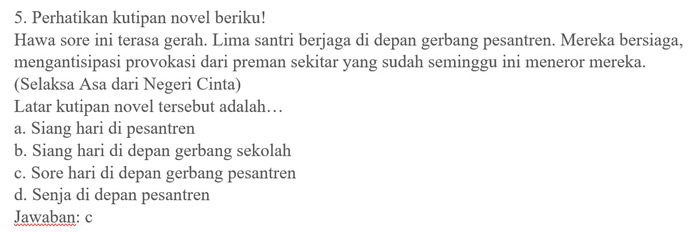 Contoh Soal Bahasa Indonesia Kelas 8 5