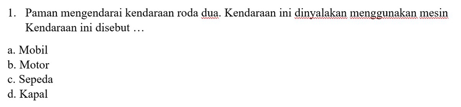 contoh soal bahasa indonesia 1