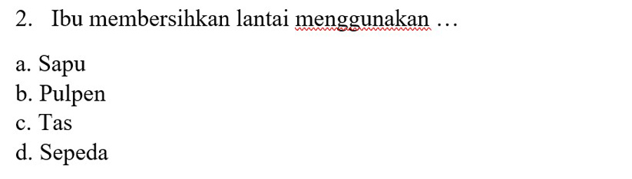 contoh soal bahasa indonesia 2