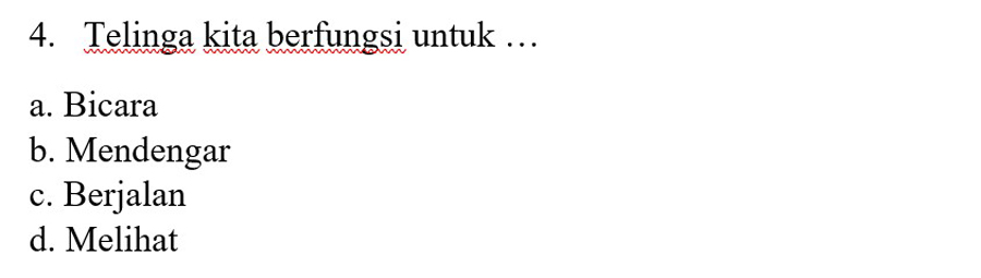contoh soal bahasa indonesia 4