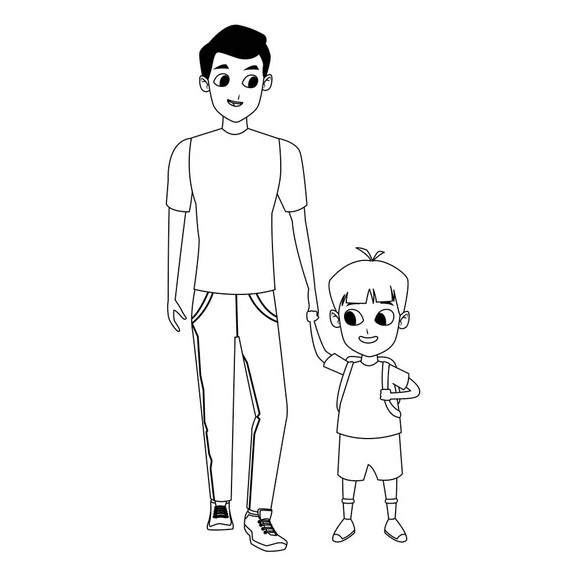 Gambar Mewarnai Tema Hari Ayah Untuk Anak PAUD