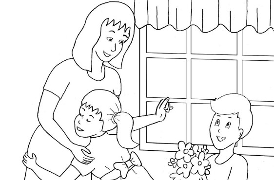 Gambar Mewarnai Tema Hari Ibu Untuk Anak SD