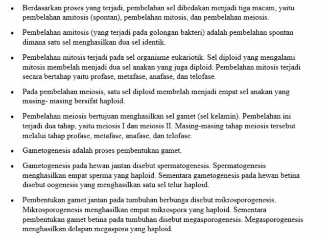 4. Rangkuman Materi Biologi Kelas 12 Pembelahan Sel