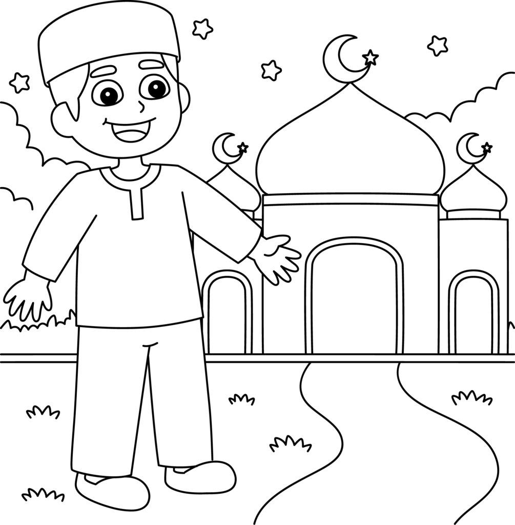 gambar mewarnai masjid untuk anak sd
